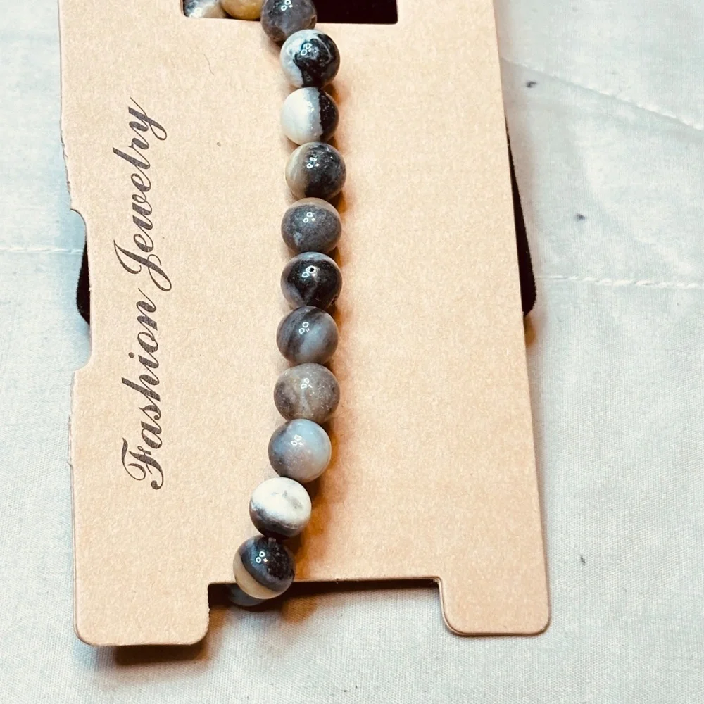 Moss Agate Crystal Beaded Stretchy Bracelet - Picture 5 of 10